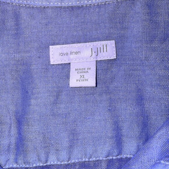 J.Jill Womens Sleeveless Button Front Blue Linen Top XL Petite Made In China - Picture 4 of 6